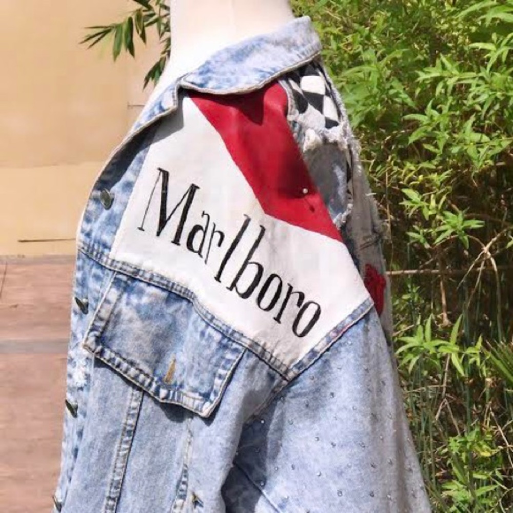 Women’s small/med denim jacket hand painted